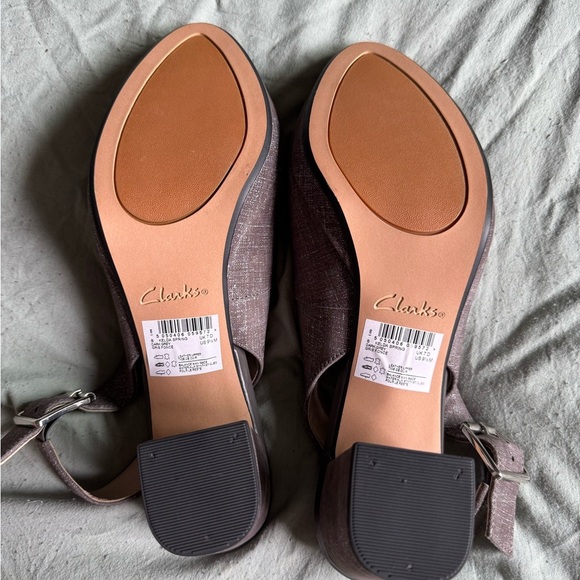 Clarks Women's Open-Toe Slingback Heels - Gray NWOB 9.5 - Picture 6 of 9